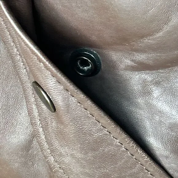 Wilsons Leather Brown Puffer Jacket Quilted Winter Coat Zip-Up Stand Collar - Picture 5 of 7